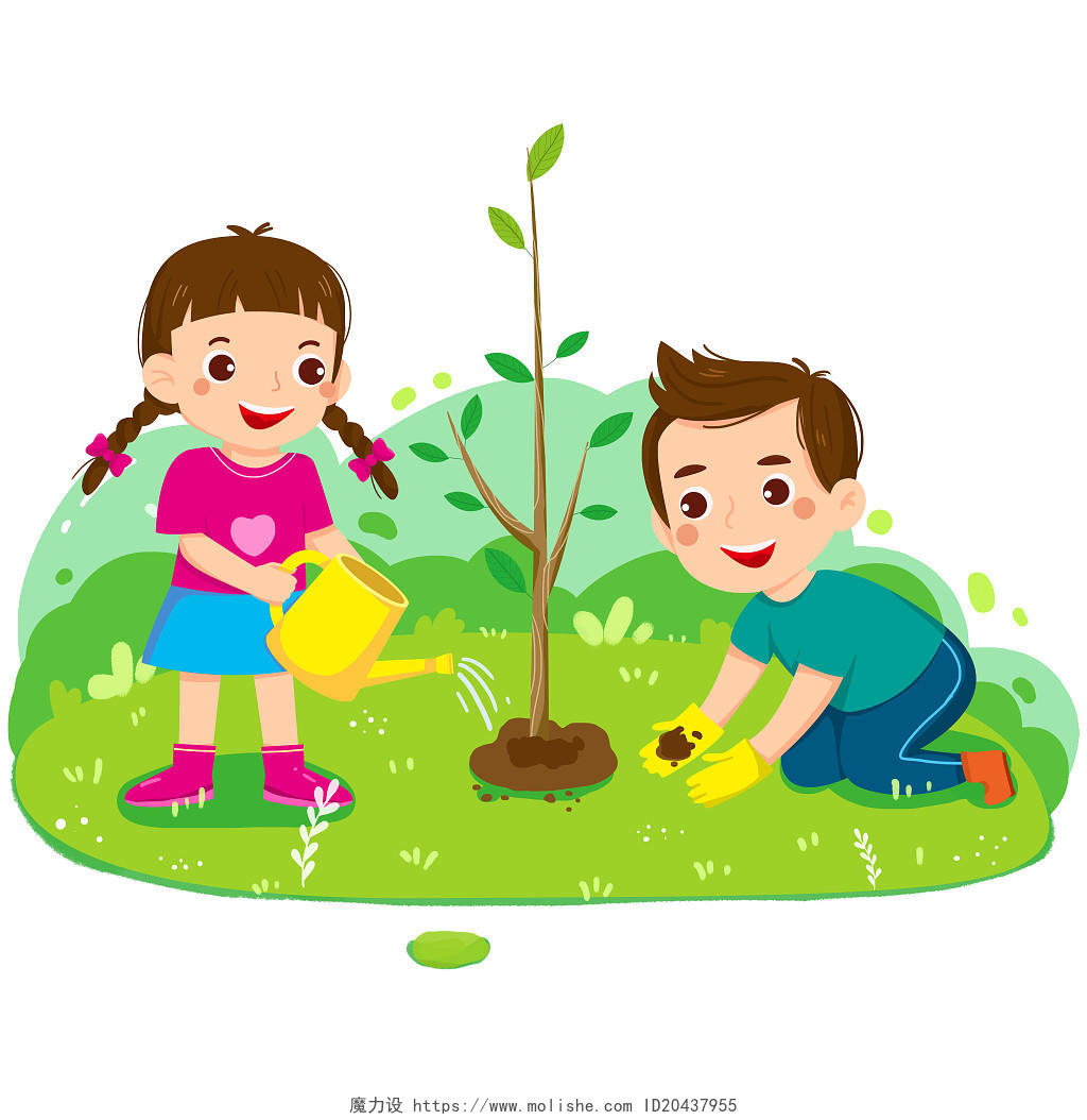 世界森林日春分春天植树节插画植树节手绘卡通植树场景免抠PNG素材图植树节植树环保
